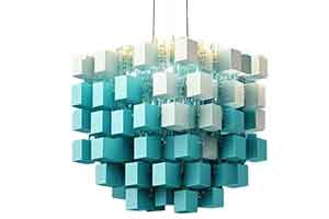 stylised chandelier of blocks